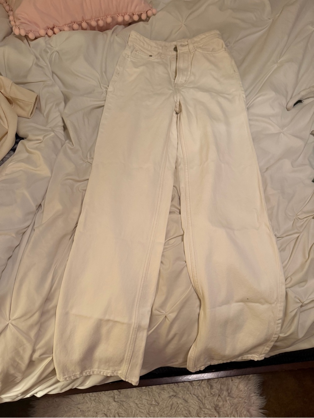 H&M Women's Wide-Leg Jeans in Cream